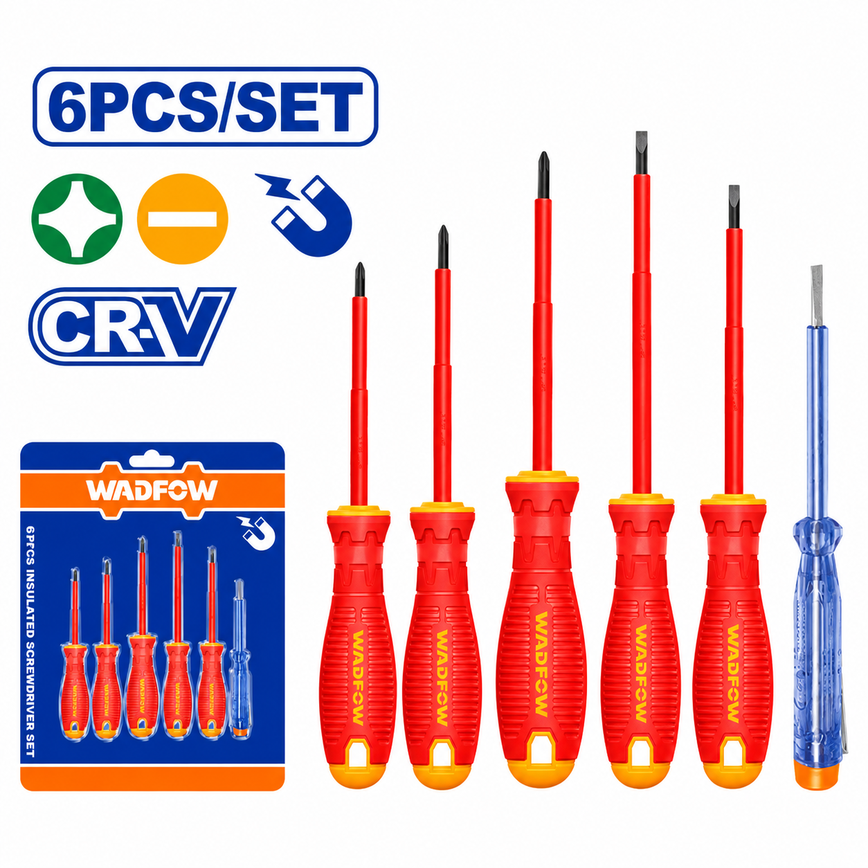 Jeu de 6 Tournevis Isolés VDE 1000V WADFOW – Boncoin Tools Maroc