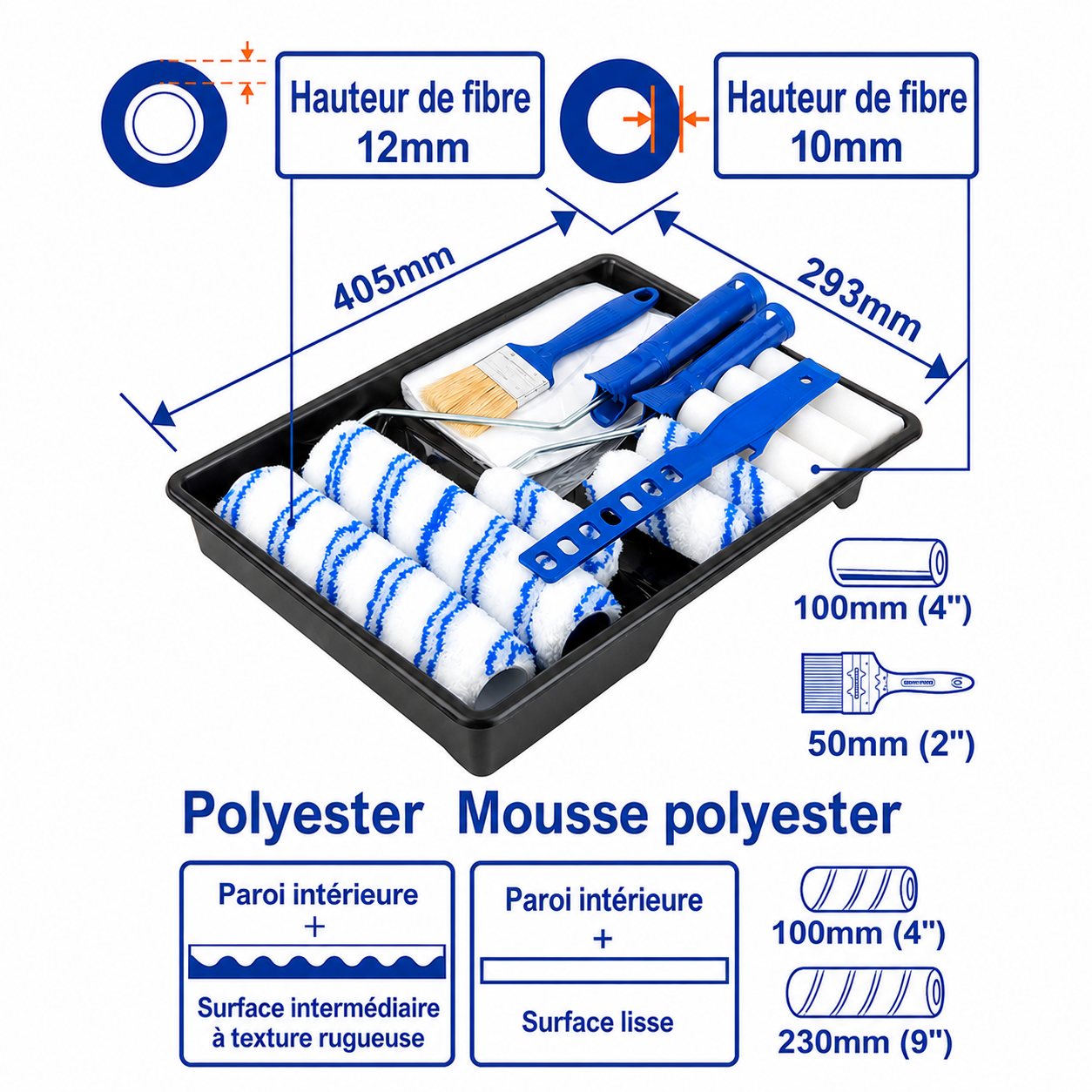 Kit de brosses cylindriques 14 en 1 avec tige centrale de 5,3 mm WADFOW – Boncoin Tools Maroc