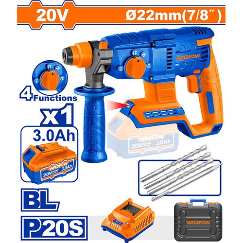 Marteau perforateur sans fil 20 V 52 Nm + 2 batteries et chargeur WADFOW – Boncoin Tools Maroc