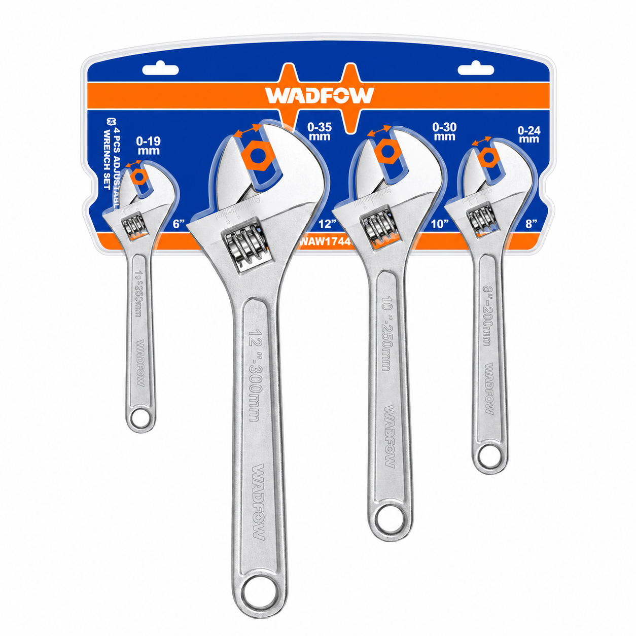 Jeu de 4 Clés à Molette Réglables – 6", 8", 10" et 12" WADFOW – Boncoin Tools Maroc
