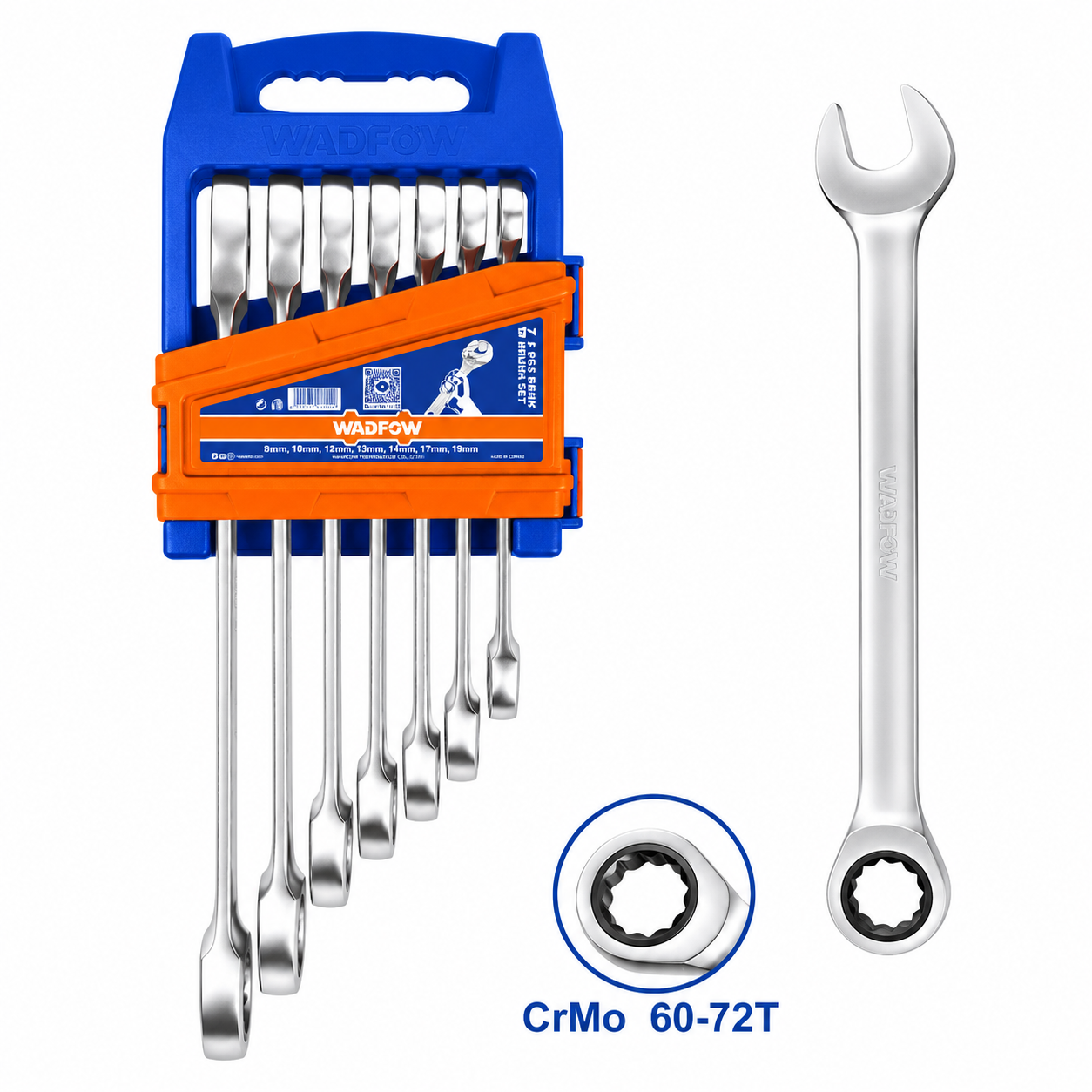 Jeu de 7 Clés Mixtes à Cliquet 8 à 19 mm WADFOW – Boncoin Tools Maroc