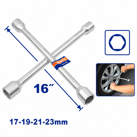 Clé en Croix 16" - 17 x 19 x 21 x 23 mm, Acier WADFOW – Boncoin Tools Maroc