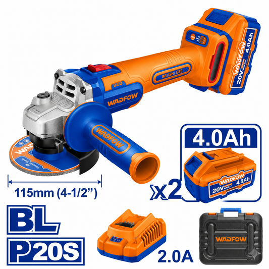 Meuleuse d'angle sans fil brushless 20V – 115mm WADFOW – Boncoin Tools Maroc