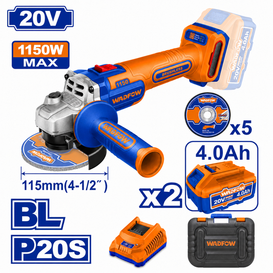 Meuleuse d’Angle 1150W Sans Fil 20V WADFOW – Boncoin Tools Maroc