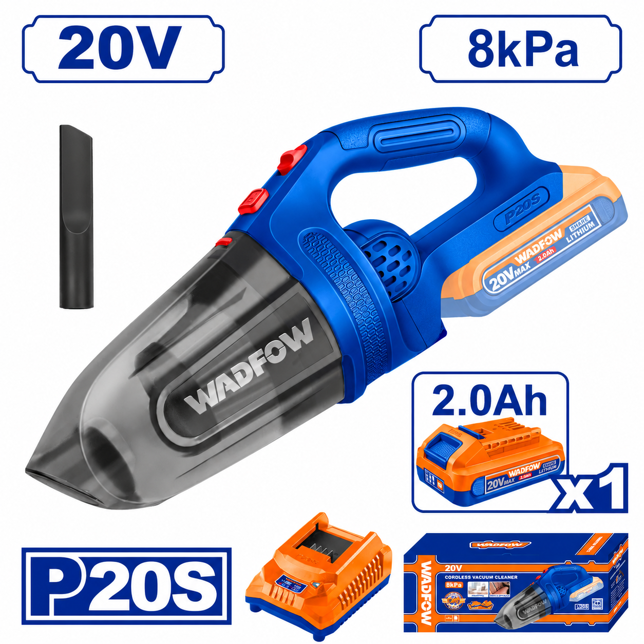 Aspirateur sans fil 20V WADFOW – Boncoin Tools Maroc