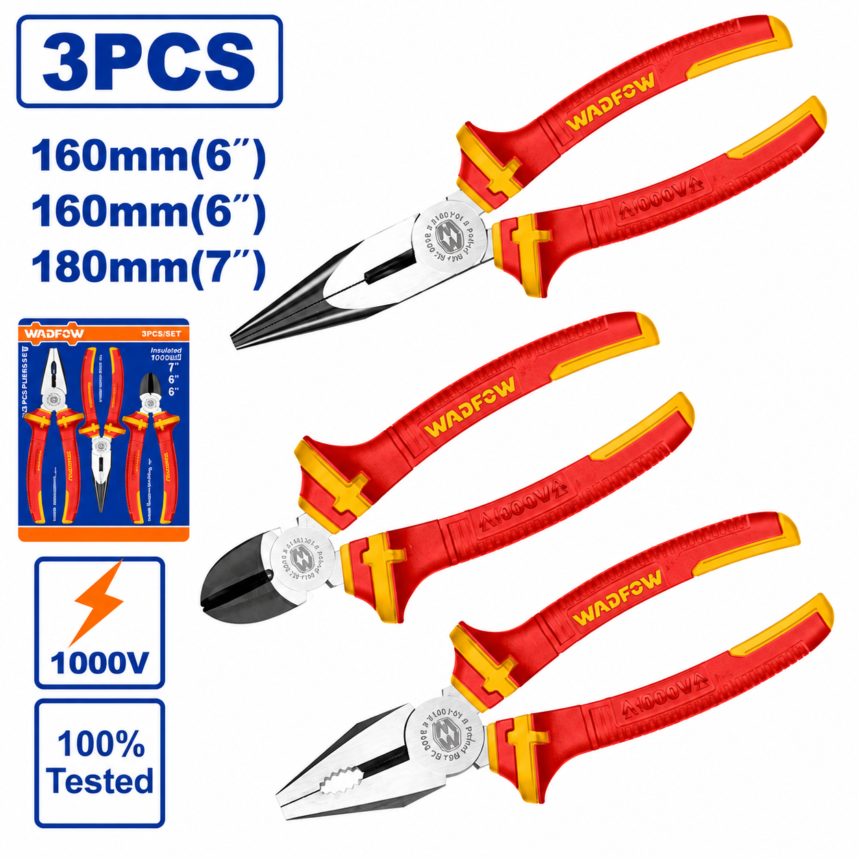 Ensemble de 3 pinces isolées WADFOW – Boncoin Tools Maroc