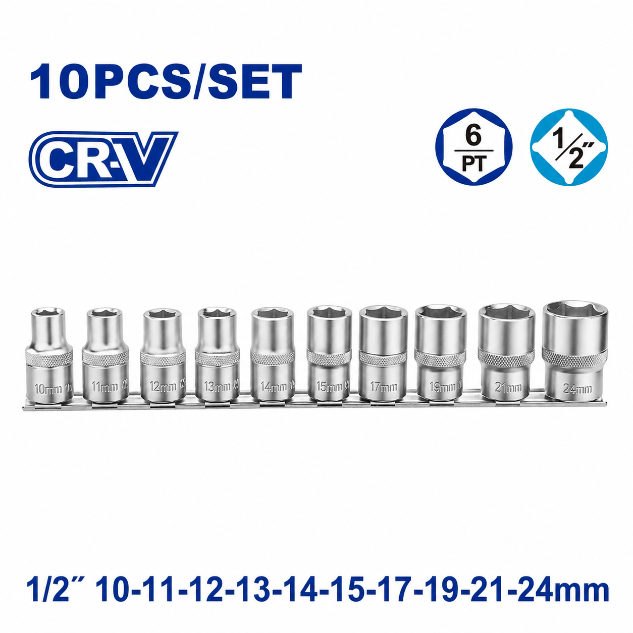 Jeu de 10 douilles 1/2" WADFOW – Boncoin Tools Maroc
