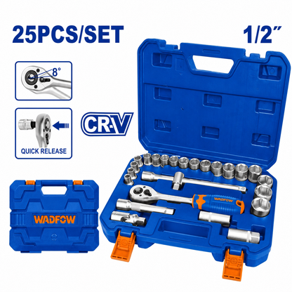 Coffret 25 pièces douilles 1/2" WADFOW – Boncoin Tools Maroc