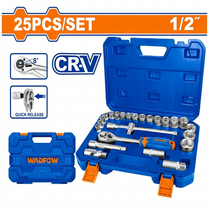 Coffret 25 pièces douilles 1/2" WADFOW – Boncoin Tools Maroc