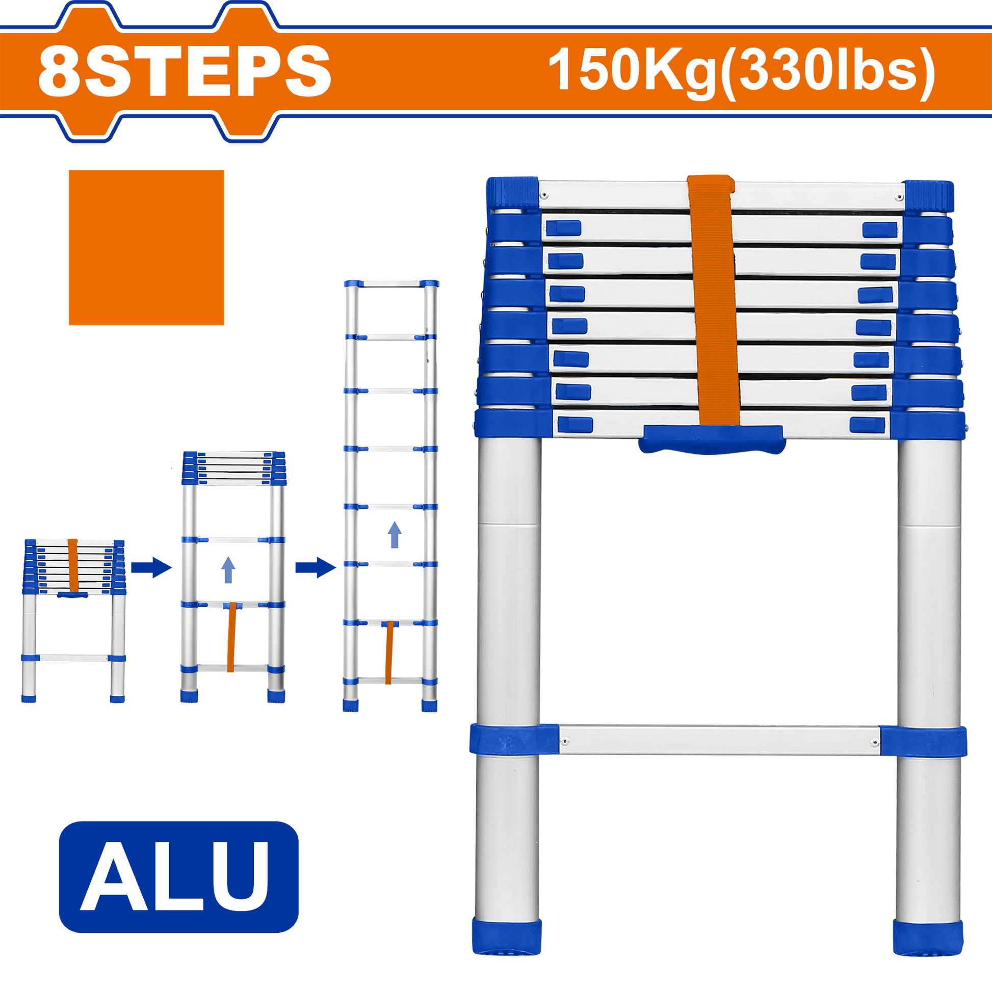 Échelle télescopique en aluminium 2.4m WADFOW – Boncoin Tools Maroc
