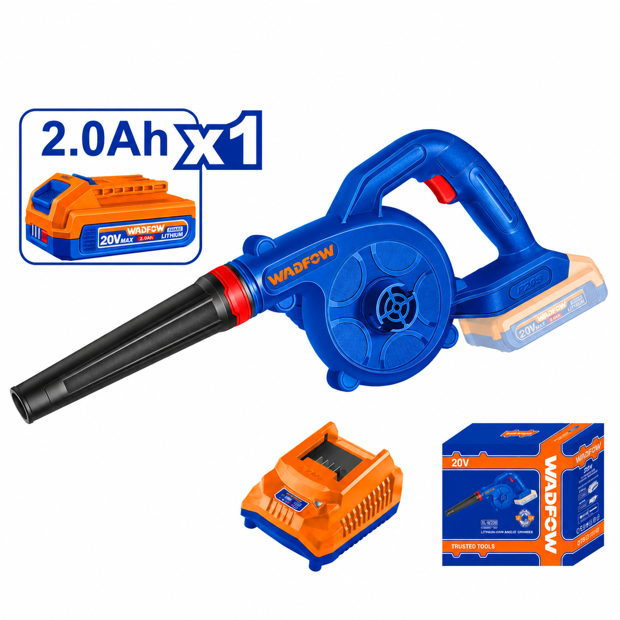 Souffleur Sans Fil 20V avec Batterie 2.0Ah et Chargeur WADFOW – Boncoin Tools Maroc