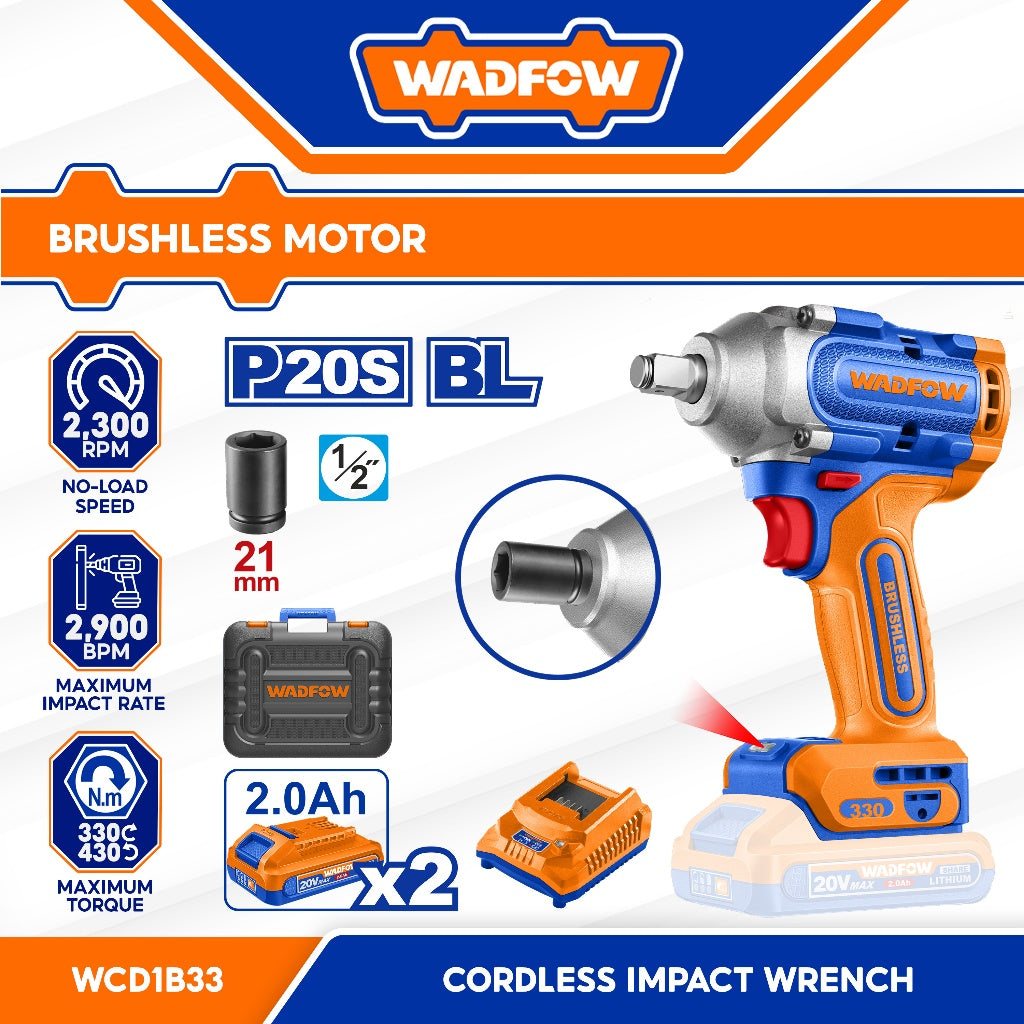 P20 Series Li-Ion Brushless Motor Cordless Impact Wrench Max Torque 330NM