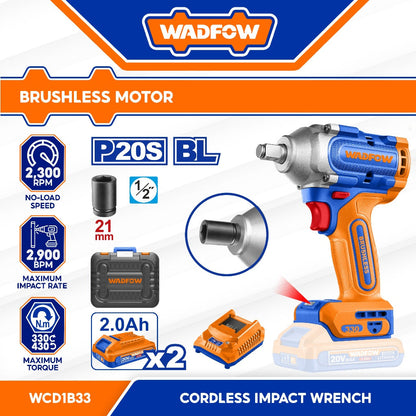 P20 Series Li-Ion Brushless Motor Cordless Impact Wrench Max Torque 330NM
